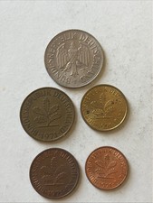 1971 Germany Coins-1 Mark, 10, 5, 2 and 1 Pfennig-Circulated