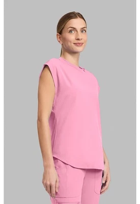 Scrubs Women's Med Couture AMP MC703 Round Neck Scrub Top Pixel Pink PXPK NWT - Image 1 of 4