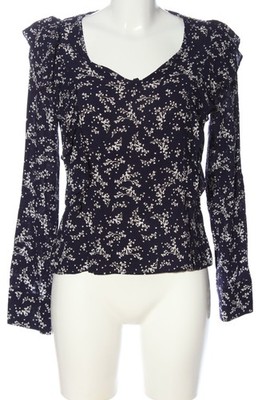 MANGO BASICS Rüschen-Bluse Damen Bluse Gr. DE 36 blau-weiß Casual-Look