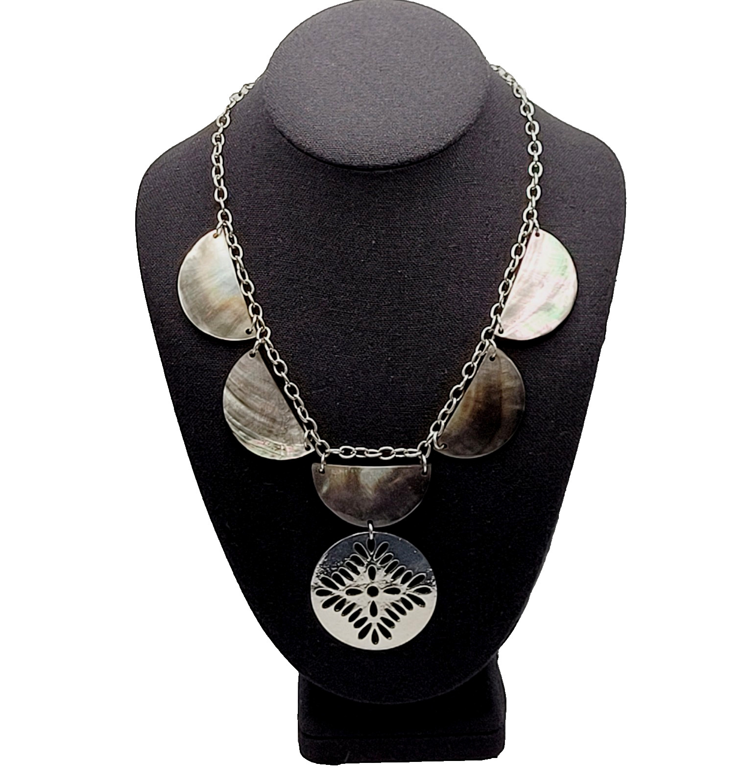 Shell Seashell MOP Abalone Half Circle Silver Ton… - image 8