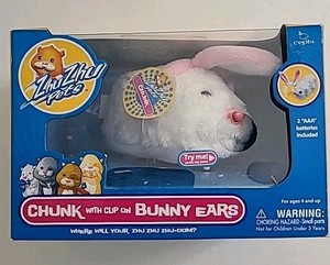 2009 Zhu Zhu Pets Hamster CHUNK with clip on Bunny Ears