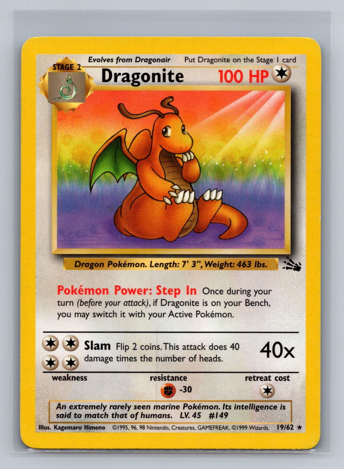 Dragonite (19) Rare Fossil 19/62 NM