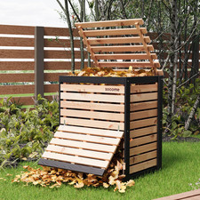Large 95 Gallon Solid Wood Compost Bin with Pull-Out Door for Outdoor Use