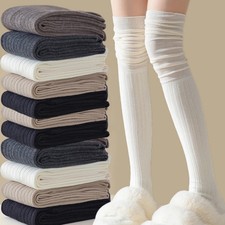 New Solid Color Thigh High Stockings Women Trendy Casual Over The Knee Female Lo