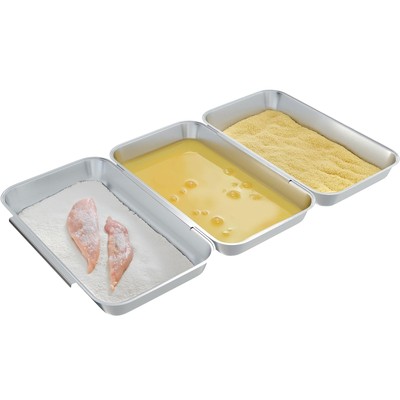 Set of 3 Stainless Steel Breading Trays | 10.43'' x 6.1'' x 1.22'' | Stackable D...