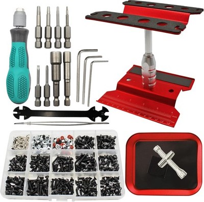 RC Car Repair Work Stand Tool Set 360 Degree Rotation and 523 PCS RC... 