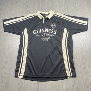 Guinness Shirt Mens Large Rugby Style Performance Jersey Black