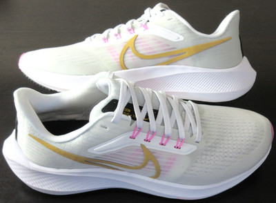 Women's Nike Air Zoom Pegasus 39 Running Shoes White Wheat Gold Pink Size 8 NIB