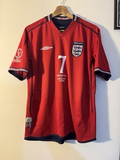 England 2002 Away Football Shirt Men’s Medium #7 BECKHAM World Cup vs Argentina