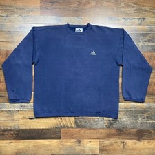 Vintage Adidas Crewneck Sweatshirt Mens Large Navy Blue Fleece Pullover