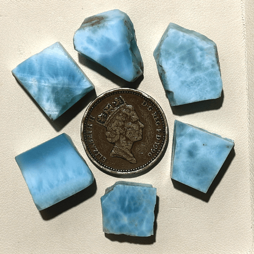 Onde congelate ~ 6 pz Larimar naturale dominicano 13 mm-20 mm cablaggio pietre preziose grezze - Foto 4 di 11