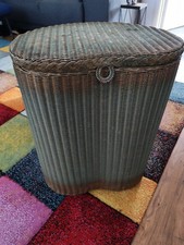 Lloyd Loom laundry basket, green colour