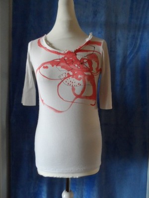 Marc Cain Shirt, Gr. N 3, weiß-rot