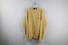 Vintage 90s Nautica Mens Large Linen Blend Chunky Ribbed Knit Sweater Yellow