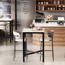 Modern Square High Heavy  Duty Marble Bar Table Sturdy Frame Bistro Pub Table US