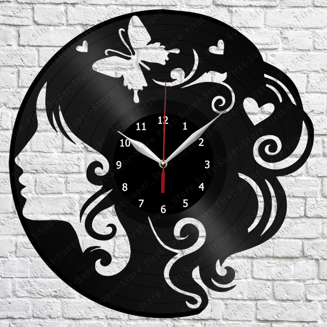 Girl Vinyl Record Wall Original gift Clock 12'' (30cm) Art D