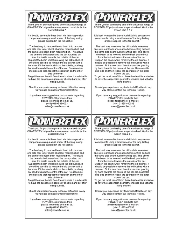 Powerflex RR Fascio Mnt Spazzole Per Ford Escort MK5,6 & 7 + RS2000 90-01 - Immagine 3 di 4