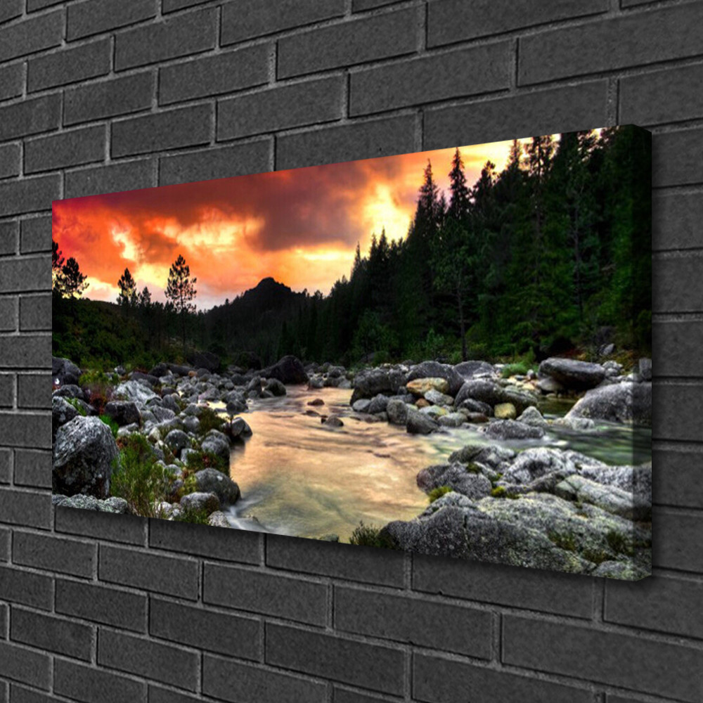 Photo sur toile image tableau impression 100x50 nature lac pierres forêt déco murale