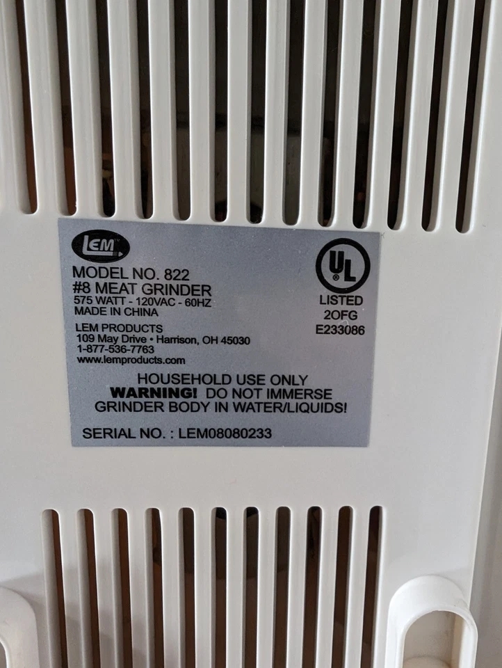 LEM #8 200 Watt Electric Meat Grinder Model #822 - Works Good  - Image 3 of 3