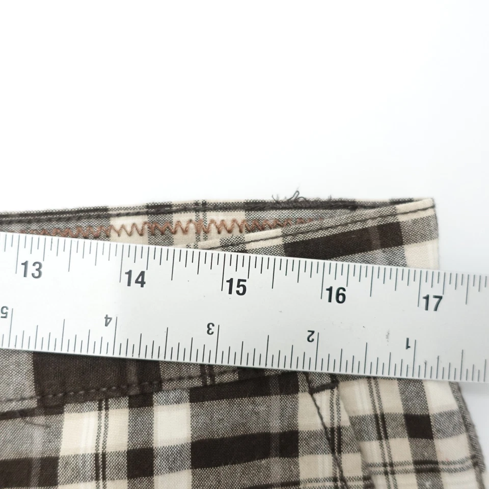 Pantalones Cortos Sonoma Cargo Para Hombre Talla 34 Marrón/Blanco Algodón Bolsillos a Cuadros Ajuste Regular Foto 4 de 4