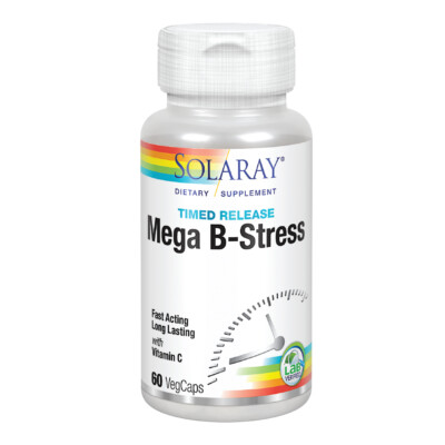 Solaray Mega Vitamin B-Stress, Two-Stage Timed-Release | Vegan | 60 Tabs
