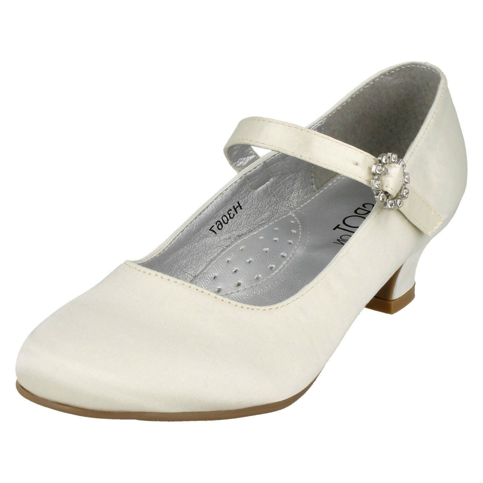 Niña H3067 Satén Tacón Fiesta Zapatos De Spot On Precio de Venta