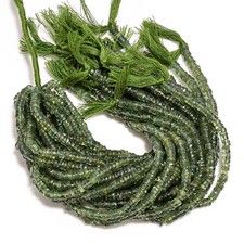 Green Apatite Gemstone Rondelle Shape Smooth Beads 4X4 5X5 mm Strand 8" EB-370