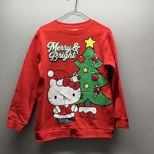 Hello Kitty Christmas Merry  Bright Sweatshirt Kids Girls Size Xl NWT CUTE 