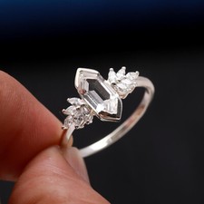 Natural Crystal Quartz Engagement Ring 925 Sterling Silver Ring Any Size