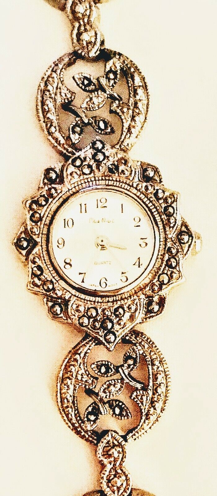 Vintage PIERRE NICOL Ladies Fashion Marcasite Bracelet Watch QUARTZ Japan Mvmt