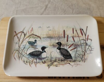Vintage Italian Duck Scene Plastic Change Tray