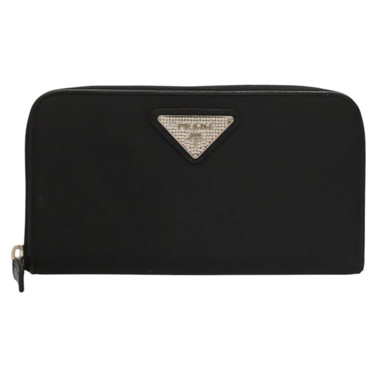 PRADA　財布 PRADA Saffiano Leather Round Zip Long Wallet Black Gold | eBay