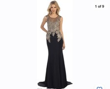 Formal Long Gown Black  Gold Size 8 Used Once Dry Clean Already Paid 168