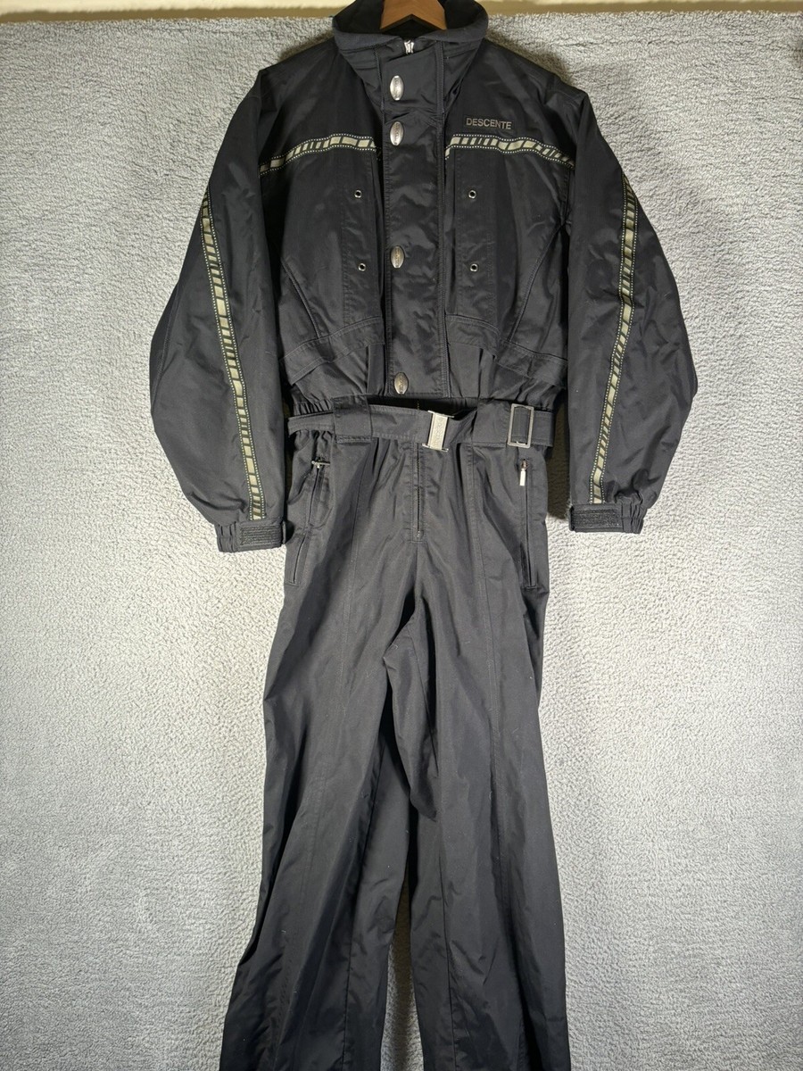 Descente Snowsuits Ski Suit Belted Black Insulted VTG Snowboard 