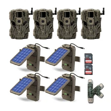 Stealth Cam Fusion X 26MP Trail Camera AT T Solar Panel SD 4 Pack Hunting