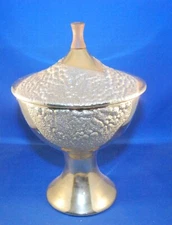 Vintage Haeger #730 Aztec Gold Compote 24K Turquoise Inside