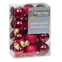 Weihnachts-Kugeln Unzerbrechlich 24Er Set 30Mm Christbaumschmuck Cranberry Rot
