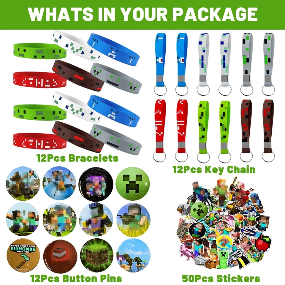 86pcs видео игры день рождения вечеринки пользу браслеты булавки наклейки Minecraft k-цепочка - Изображение 2 из 4