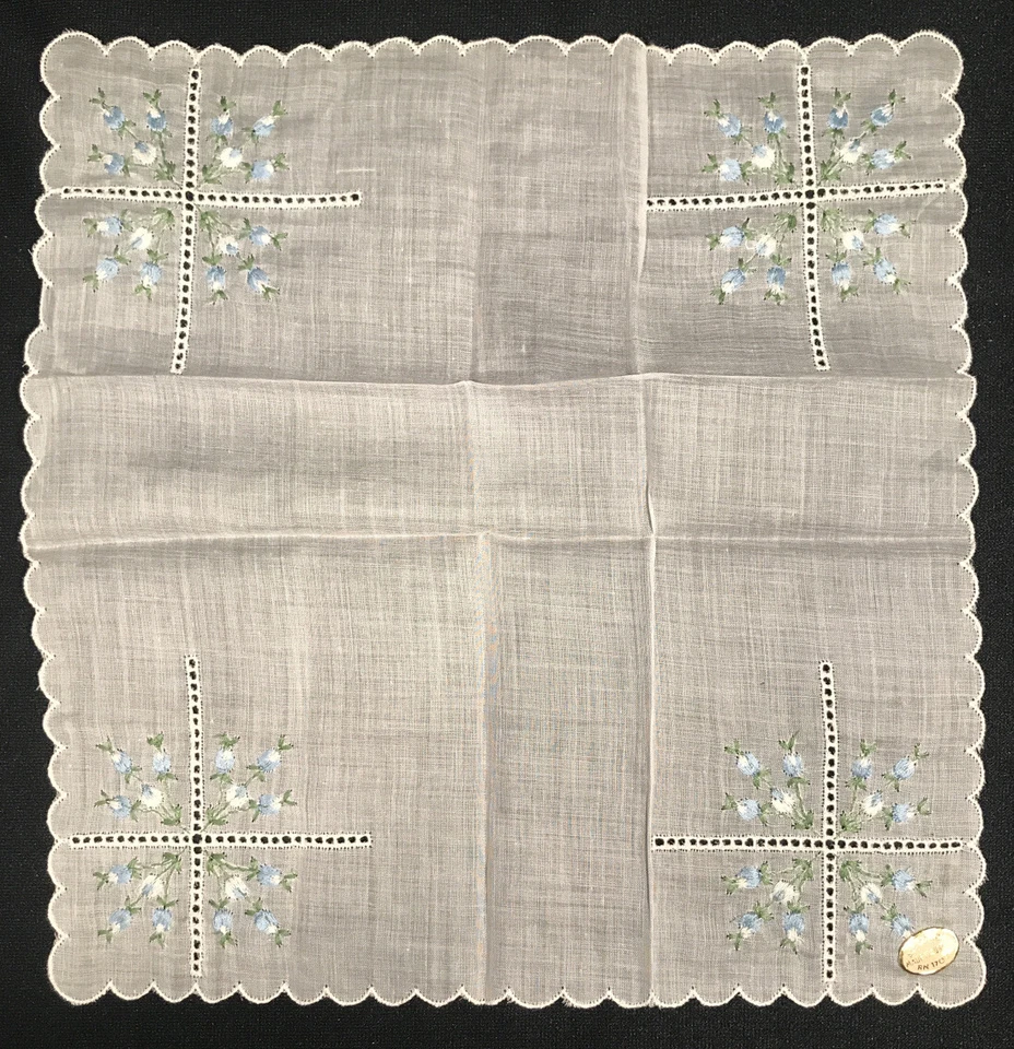 Lote 2 Pegatinas Pañuelo Floral Algodón AUSTRIA Bordadas Todas las Esquinas Dibujadas Foto 4 de 4