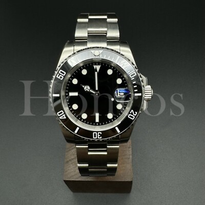 Custom Made SUB Style Watch SKX NH35 Movement Black Dial Black/WHT Bezel Oyster