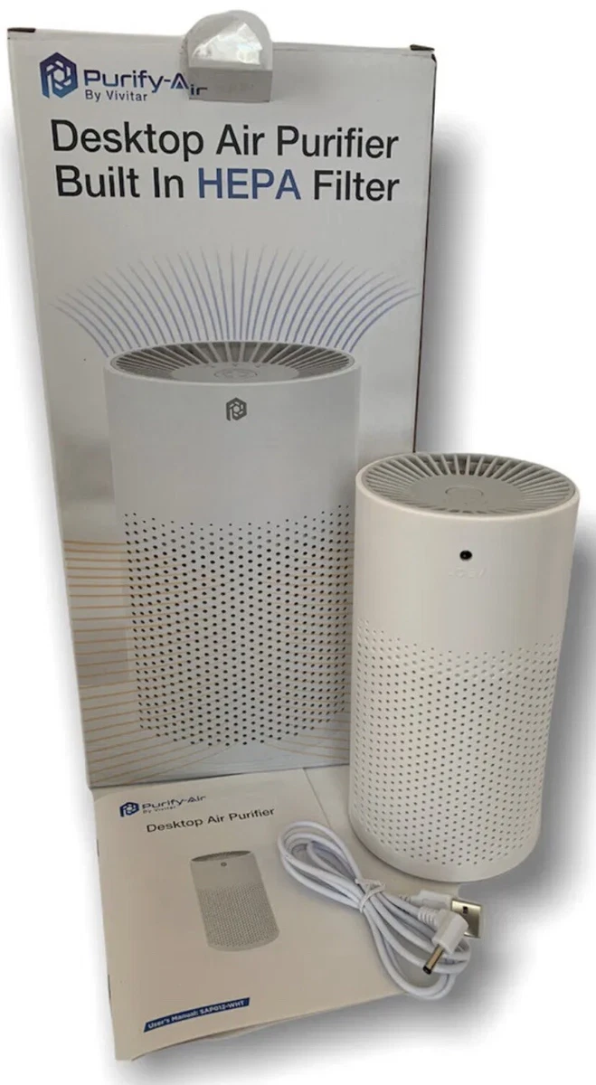 Purify Air by Vivitar Desktop Air Purifier Built in HEPA Filter White