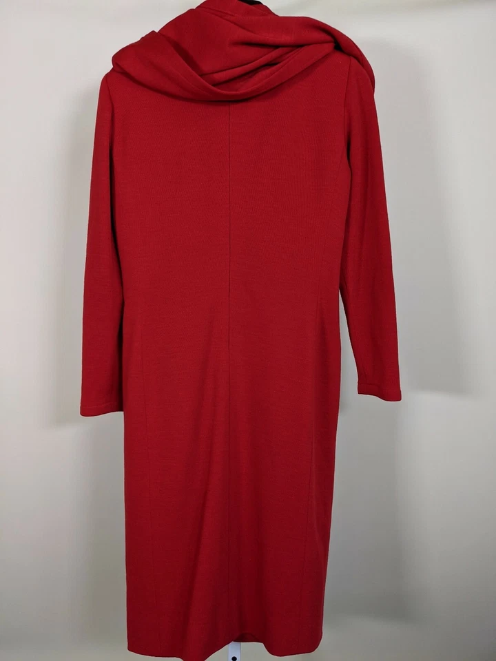 Bill Blass Vintage Años 60 70 Rojo Lana Bufanda Chaqueta Vestido Hecho en EE. UU. Foto 4 de 4