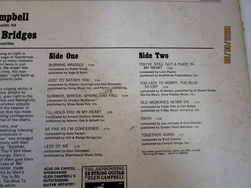Glen Campbell Burning Bridges and other Great Country Songs ST2679 Country - Picture 4 of 10