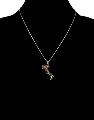 Pendentif Carte Italie Plaqué Or 750/000 - Bijou Unisexe, Chaîne En Option