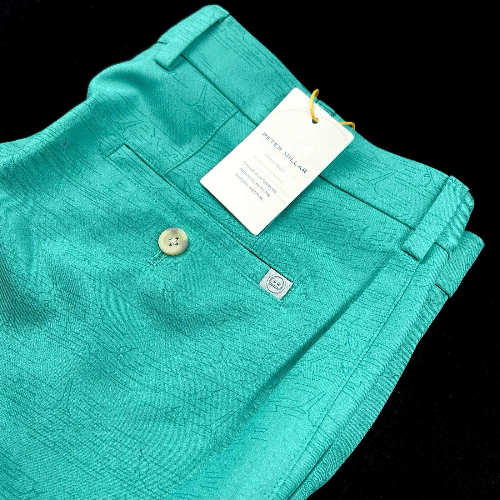 Peter Millar Crown Sport Salem Sport Fishing Performance Shorts Green 35
