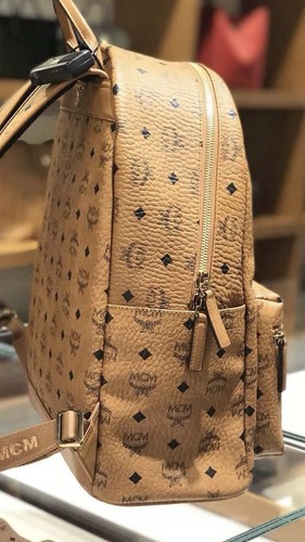 NEU MCM STARK CHEVRON STREIFEN VISETOS RUCKSACK MITTEL COGNAC LEDER 15 x 12 x 6 - Bild 2 von 5