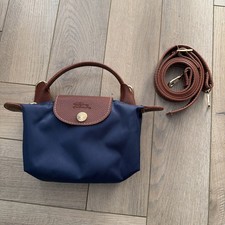 Longchamp Mini Navy Blue Tote Bag Detachable Strap