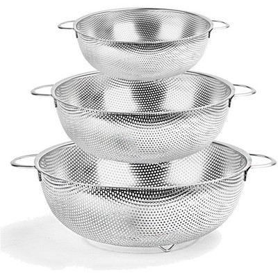 Küchensieb Edelstahl Set Abtropfsieb Spülmaschinenfest 3er Set 16 22 28 cm