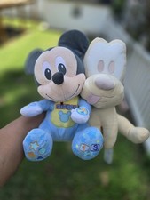Disney Baby Mickey Mouse And Pluto Plush Set Lot Of 2