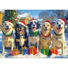 1000 Piece Puzzle Adults Christmas Gathering Dog Holiday Winter Jigsaw 27x19